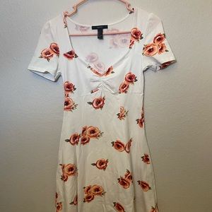 FOREVER21 DRESS WHITE/FLORAL SIZE S